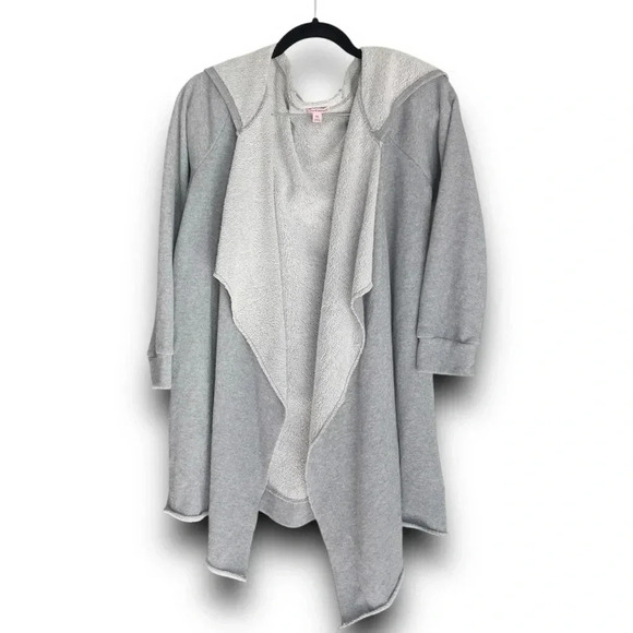 Juicy Couture Sweaters - Juicy Couture Hooded Glitter Cardigan Metallic Gray Open Front Long‎ Jacket